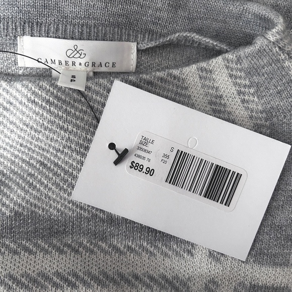 Camber & Grace Cheater Sweater Tunic Grey White Plaid Illusion Blouse Super Soft - Picture 11 of 14